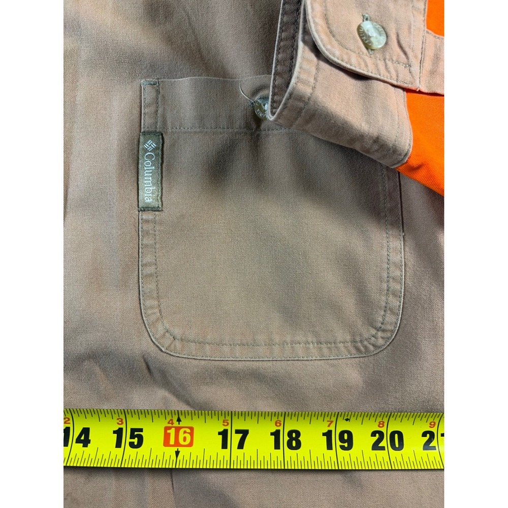 Columbia Hunting Shirt Mens XL Brown Blaze Orange Shooting Patch Long Sleeve Cot - Picture 4 of 9